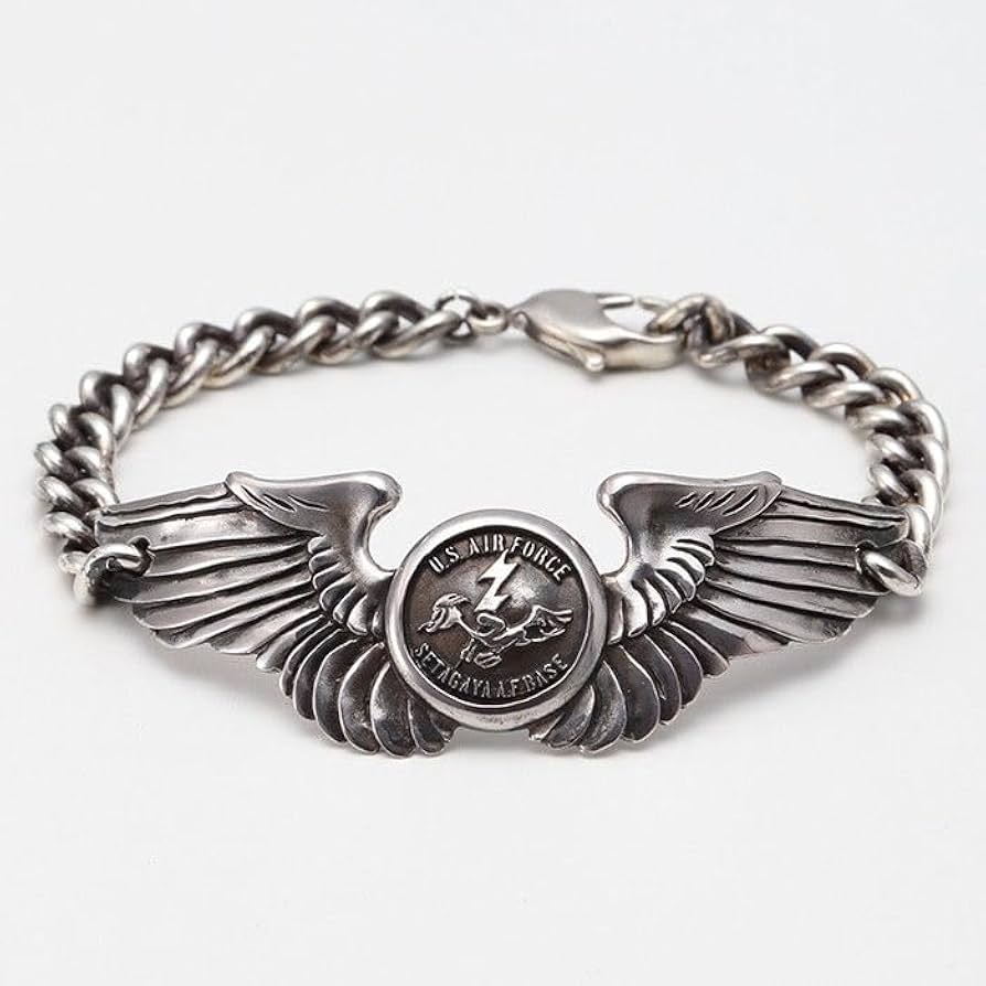 ★アメリカ軍＊ＡＡＦ/陸軍航空隊＊９２５銀製ブレスレット＊約２０ｃｍ（実物） ☆アメリカ軍＊AAF/陸軍航空隊＊925銀製ブレスレット＊約